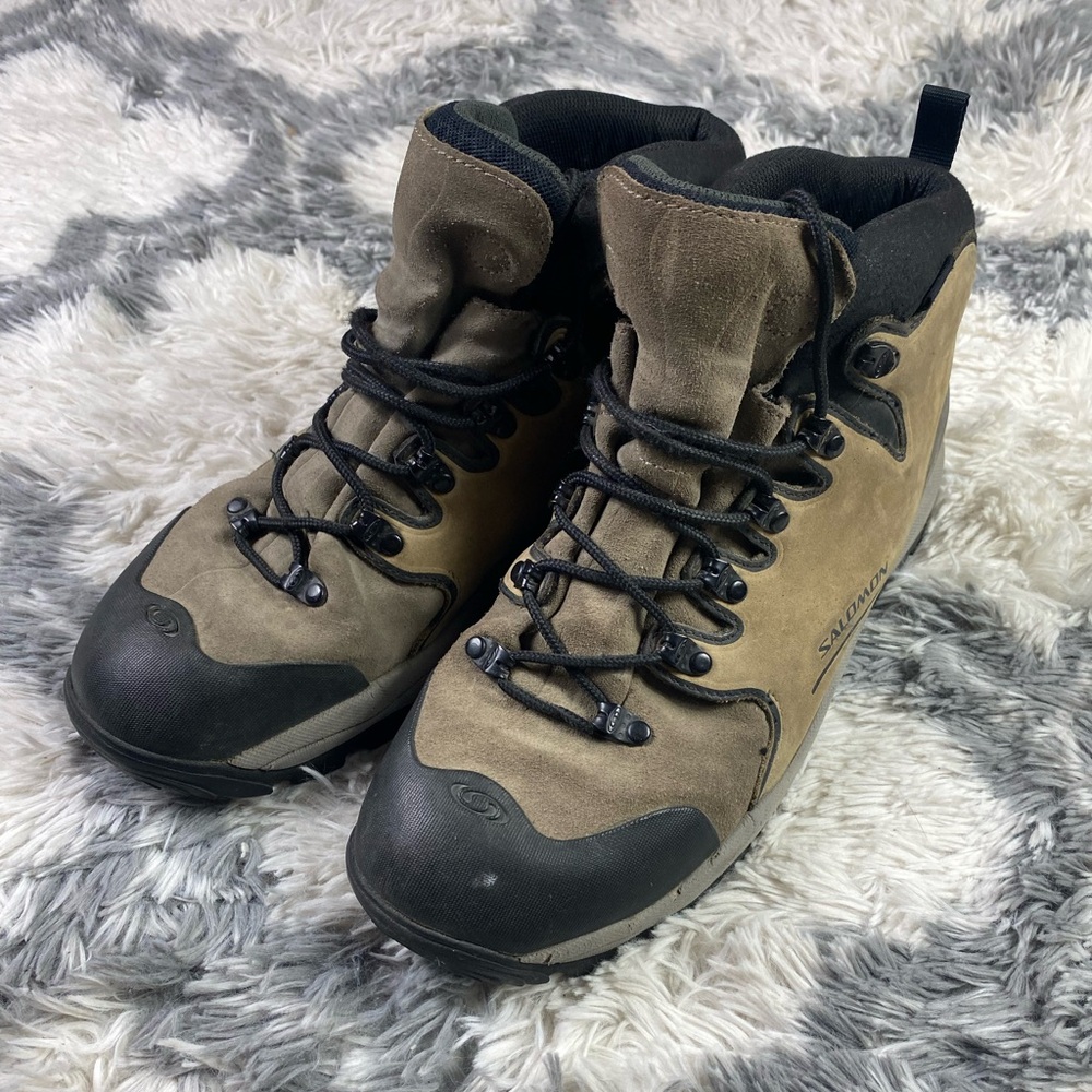 Salomon Gore-tex Hiking Boots Men's 10 Beige Tan Waterproof  GTX